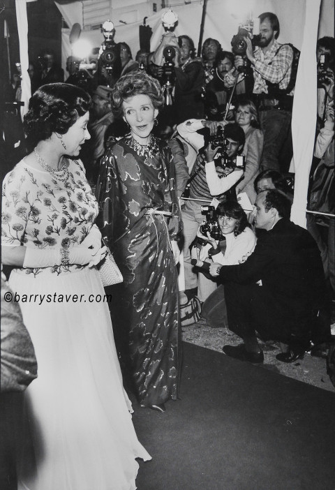 Nancy Reagan escorts Queen Elizabeth up the Red Carpet in Hollywood CA 1983 Photo ©Barry Staver barrystavercom