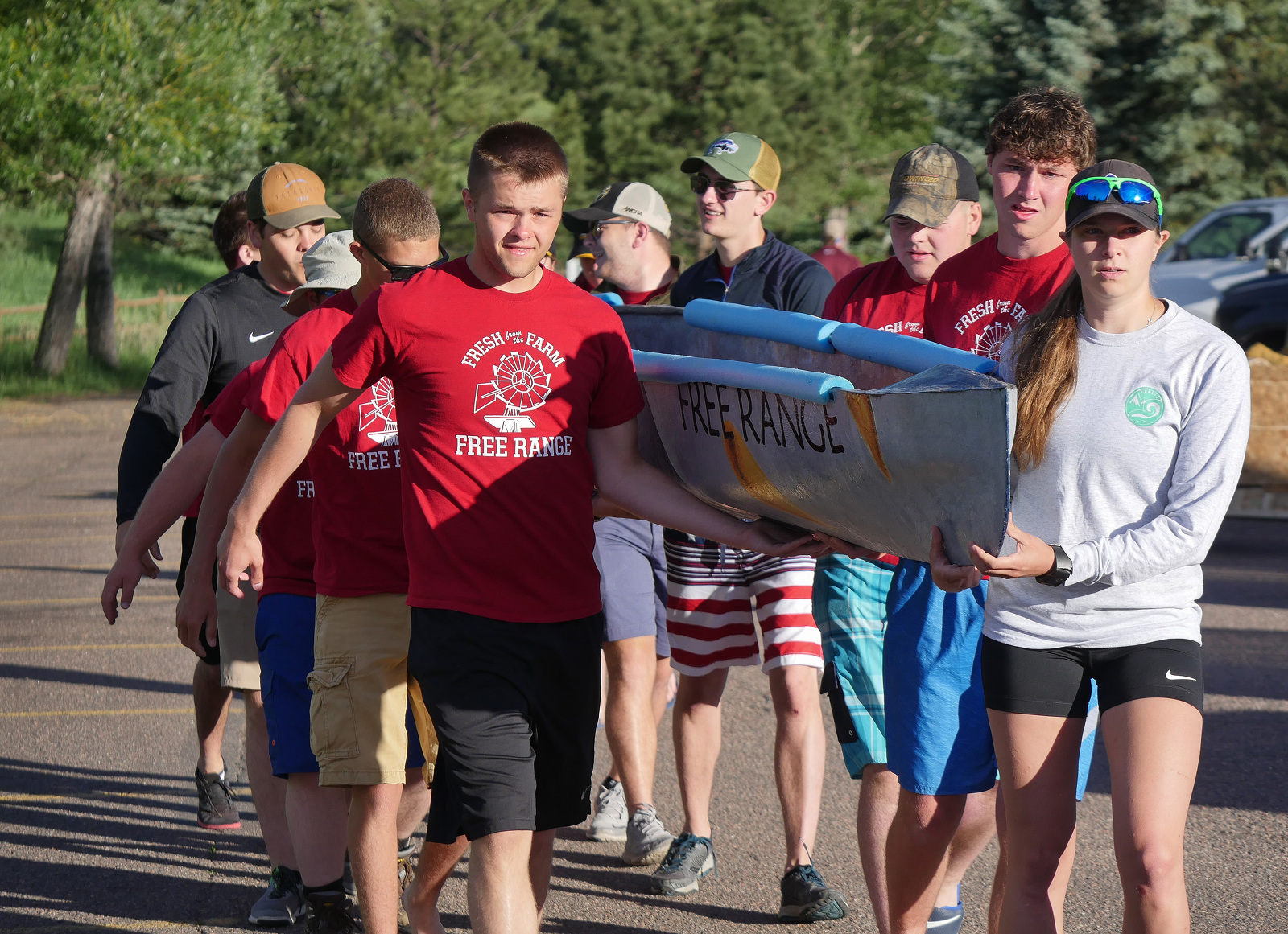 Concrete Canoe carry to the water.